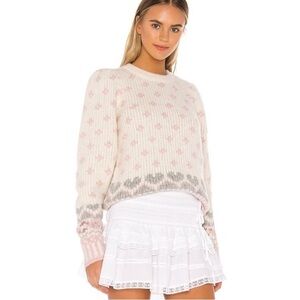 LoveShackFancy Rosie Pullover Sweater Alpaca Pink Cream Fair Isle Milky